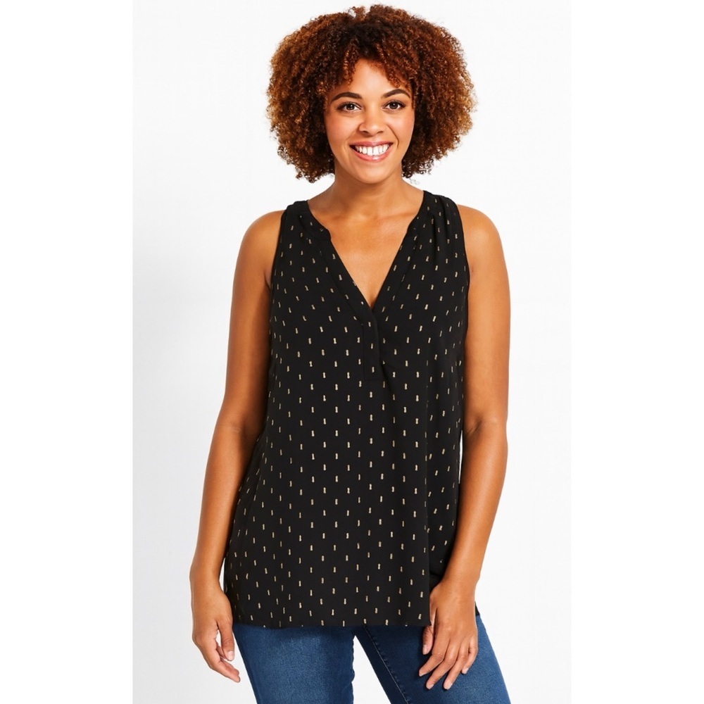 JOIE | Black and Gold Detail Layered Silk Sleeveless Top Tank Sz. Small‎